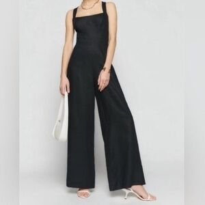 Reformation Autumn Linen Jumpsuit In Black